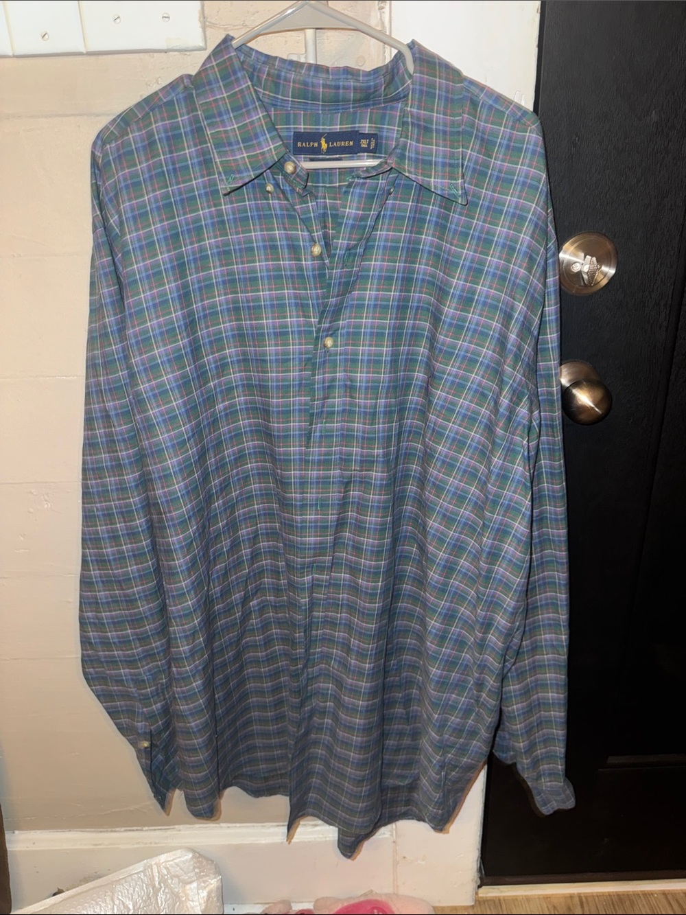 Ralph Lauren Green and Blue Plaid Button-Down Shirt 2XLT